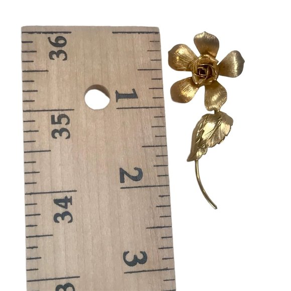Flower Brooch Gold Tone by Corocraft - Picture 6 of 6